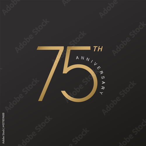 75th anniversary celebration logotype with elegant number shiny gold design
