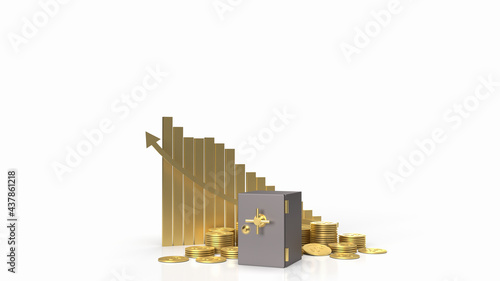 The vault safe and gold coins on white background for business concept 3d rendering