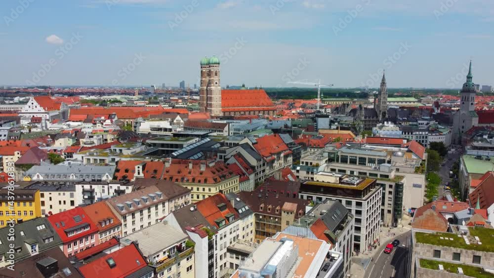 Aerial view over the city center of Munich - historic district - drone photography Aerial view over the city center of Munich - historic district - drone photography