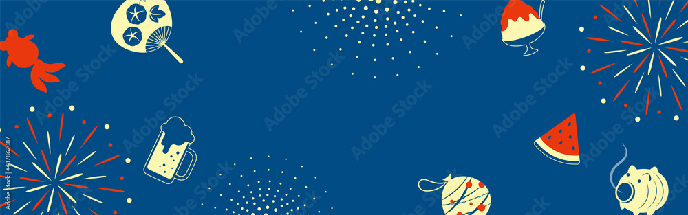 vector background with Japanese summer festival icons for banners, cards, flyers, social media wallpapers, etc.