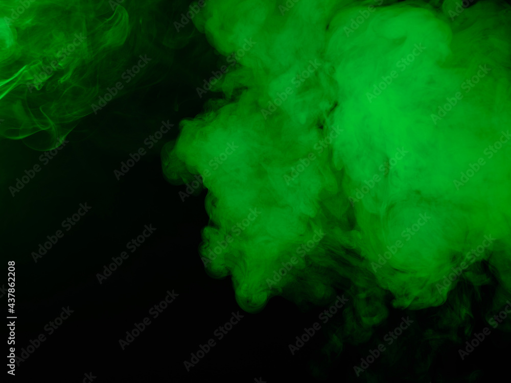 Green smoke texture on black background Green smoke texture on black background