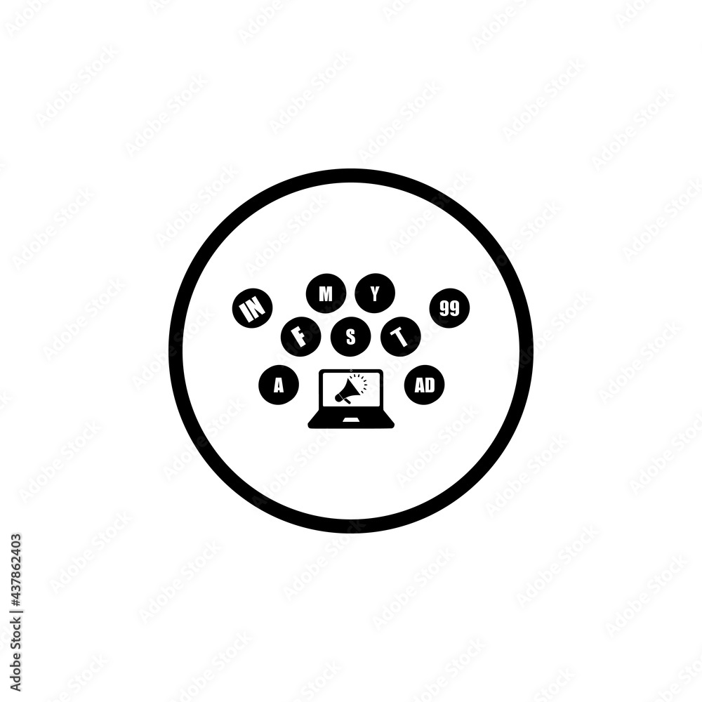 creative digital marketing icon in circle