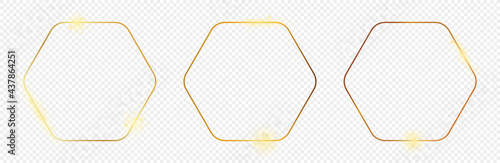 Gold glowing rounded hexagon frame