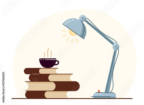 Library theme self-education vector concept flat illustration isolated over white, empty chair for intellectual worker analytics, education theme studying, college or university student.