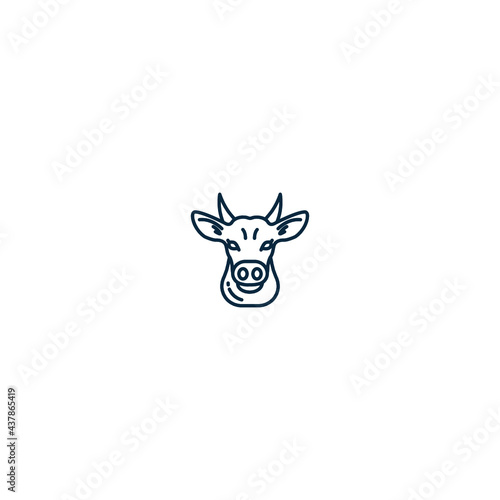 Cow, bull head outline icon