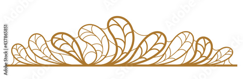 Floral vector design with leaves and branches isolated over white, classical elegant fashion style banner or text divider for design, luxury vintage linear emblem or frame element.