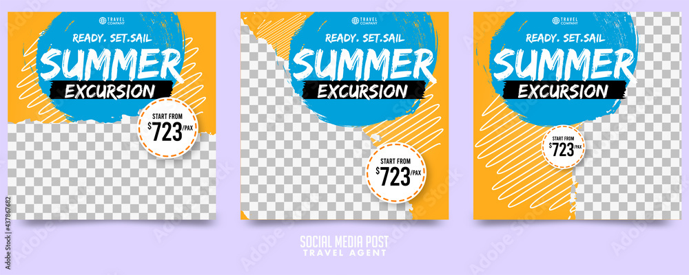 Cruise Travel Agent Social Media Post Template Vector