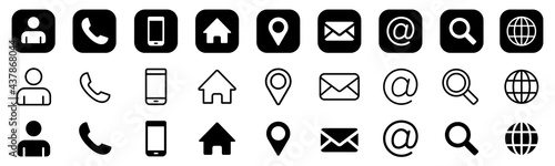 Contact icons set. Bussines card icons. Phone Mail Message Website icon. Vector