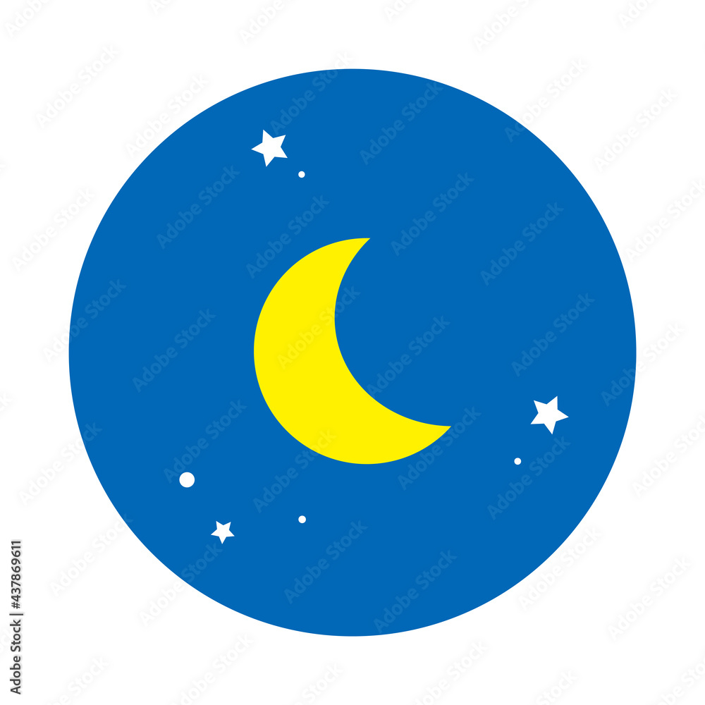 夜イメージの丸型アイコン 背景ベタ塗り 青 Stock Vektorgrafik Adobe Stock