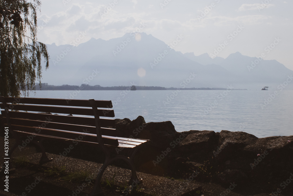 Relaxing morning view on the Lake Geneva Relaxing morning view on the Lake Geneva