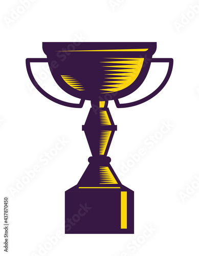 Winner cup in engraving style. Beautiful sport trophy.