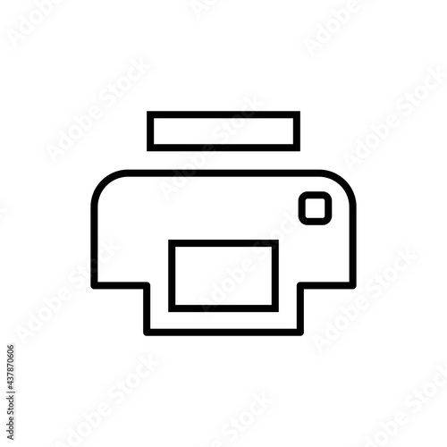 Simple printer icon in black. Printing concept on white, background. Trendy flat isolated symbol, sign used for: illustration, outline, logo, mobile, app, design, web, dev, ui, ux, gui. Vector EPS 10