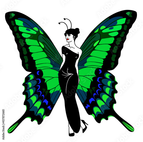 Стильная женщина в вечернем платье. Метафора. Бабочка.

A stylish woman in an evening dress. A metaphor. Butterfly.