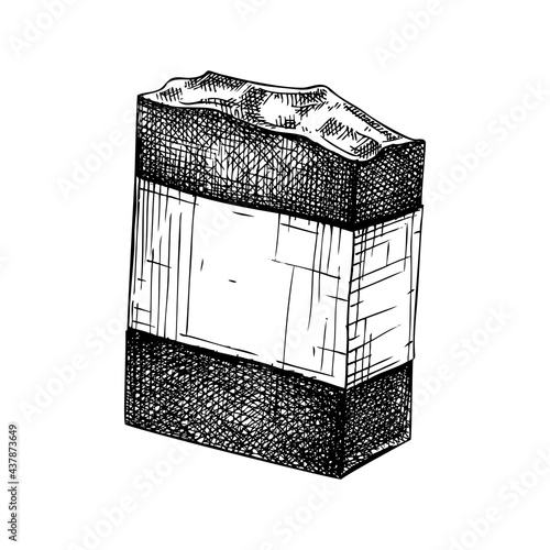 Hand-sketched aromatic soap illustration. Vector drawing of hand drawn soap bar. For a beauty salon identity, bathroom or spa. Vintage cosmetics and perfumery design elements