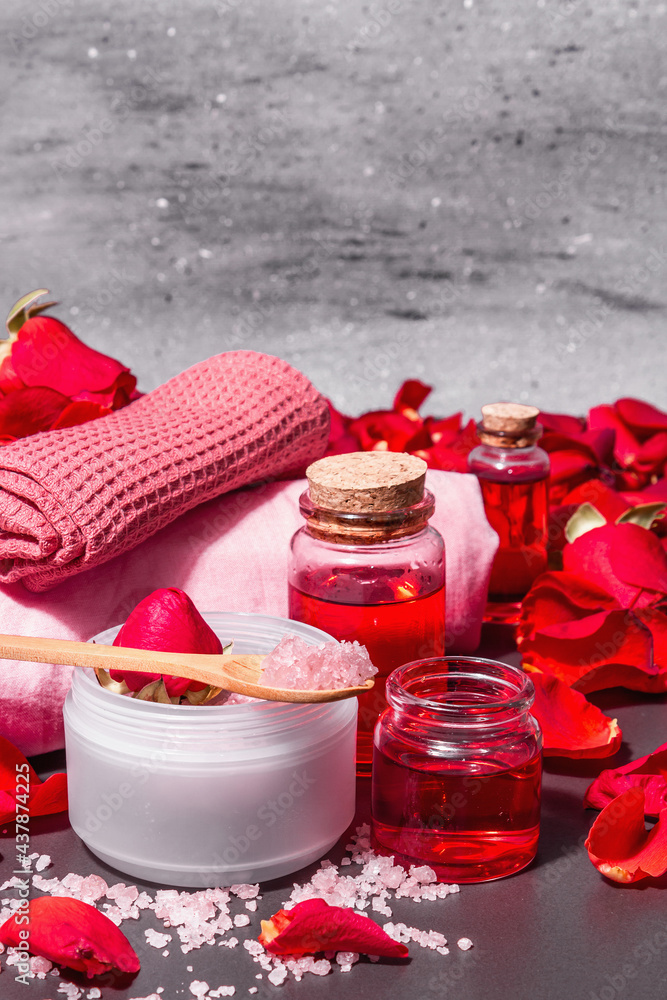 Natural spa concept with fresh roses petals Natural spa concept with fresh roses petals