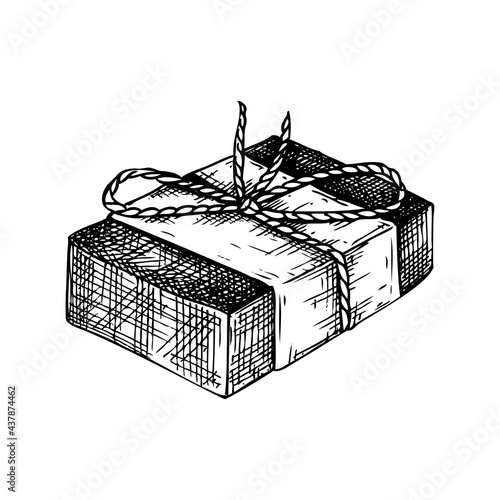 Hand-sketched aromatic soap illustration. Vector drawing of hand drawn soap bar. For a beauty salon identity, bathroom or spa. Vintage cosmetics and perfumery design elements