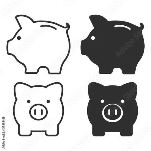 Set of piggy bank icon. Money saving, economy, investment, banking or business services concept. Vector illustration.