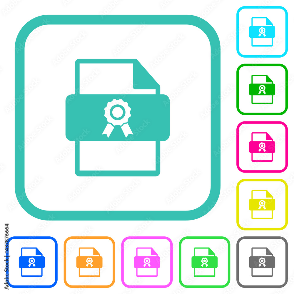 Certificate file vivid colored flat icons Certificate file vivid colored flat icons