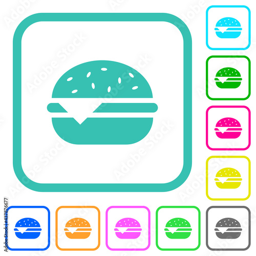Single cheeseburger vivid colored flat icons
