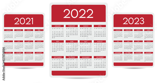 Red 2023 year calendar layout