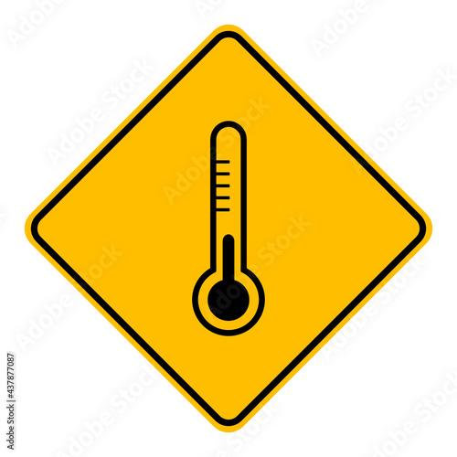 Thermometer und Schild