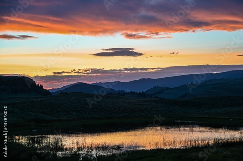 Dramatic vibrant sunset scenery in Yellowstone National Park, Wyoming © CheriAlguire