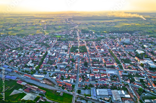 Town of Bjelovar aerial sunset view photo