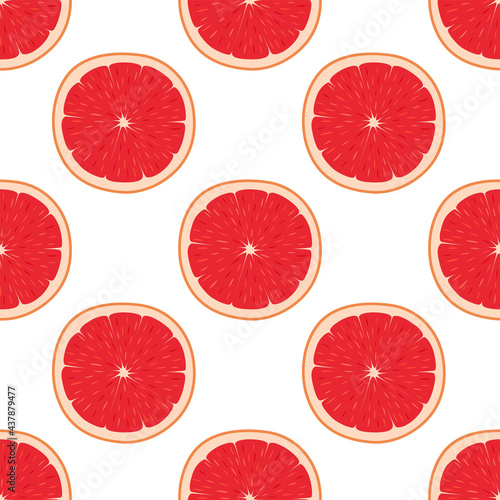 Bright seamless pattern with grapefruits, vector illustration