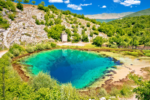 Cetina river source water hole green landscape view