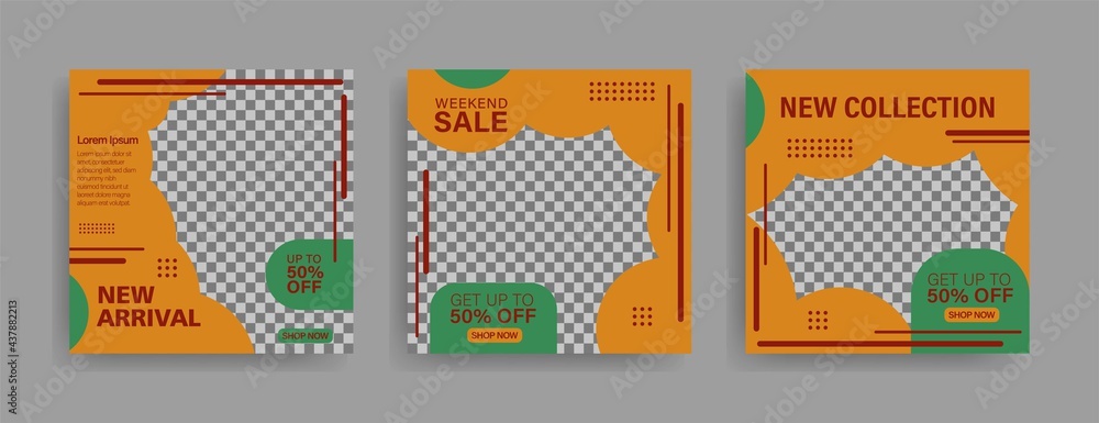 Editable post template social media banners for promotion your business product. New Arrival, weekend sale, new collection.