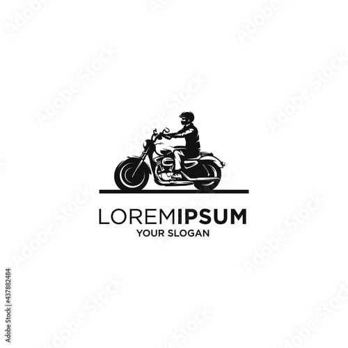 man riding motorcycle silhouette vector