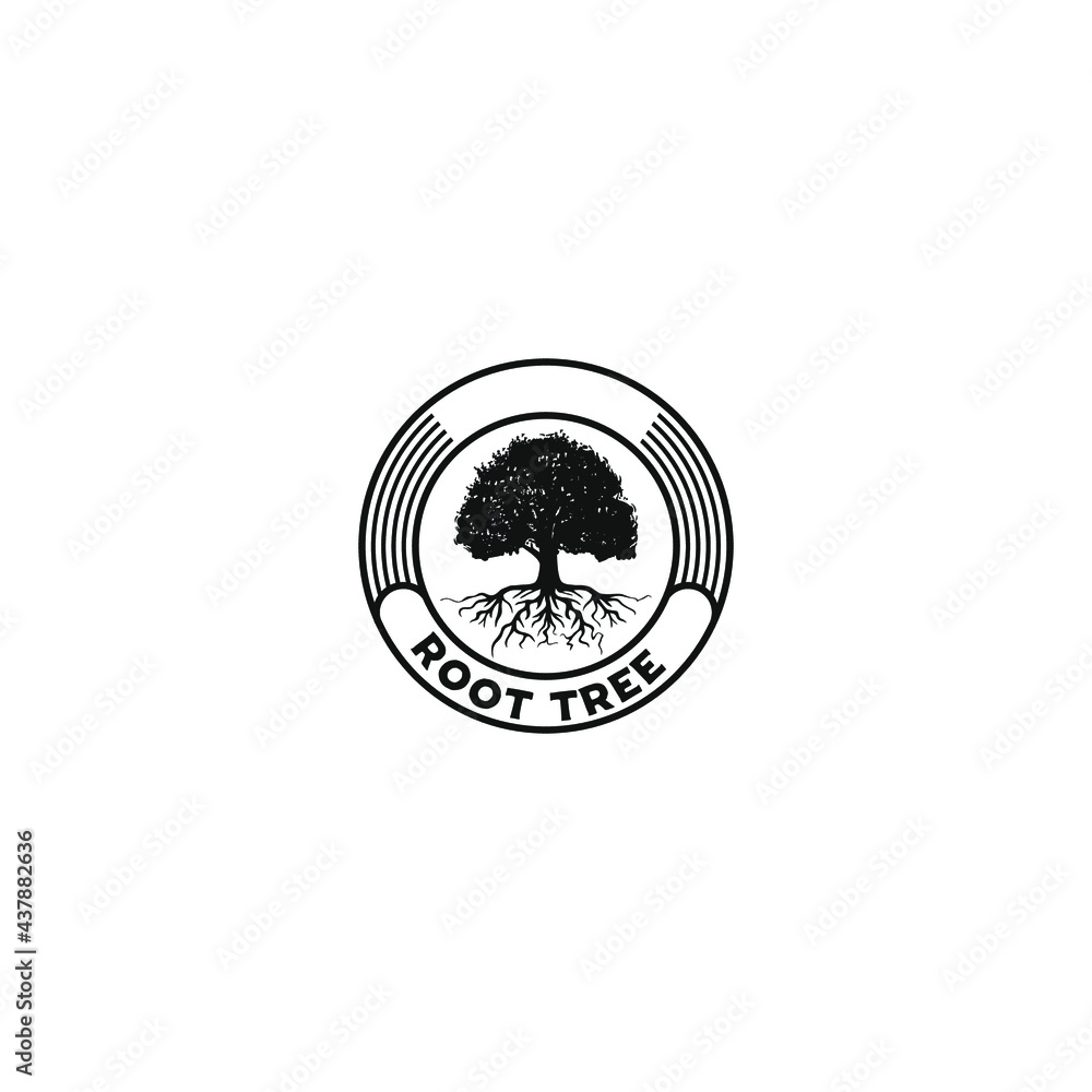 root tree silhouette emblem logo