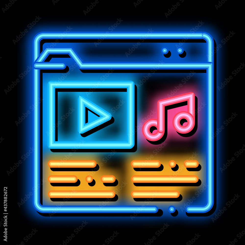 Music Folder with Songs neon light sign vector. Glowing bright icon Music Folder with Songs Sign. transparent symbol illustration Music Folder with Songs neon light sign vector. Glowing bright icon Music Folder with Songs Sign. transparent symbol illustration