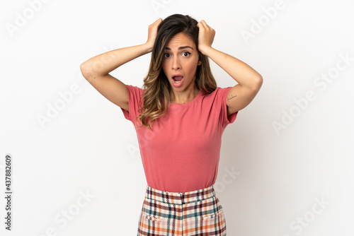 Young woman over isolated background doing nervous gesture