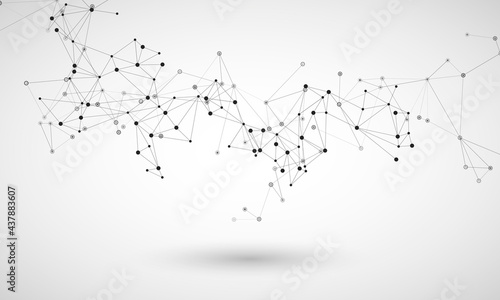 Connections dots with lines. Triangles shapes vector background. Shape science research element design