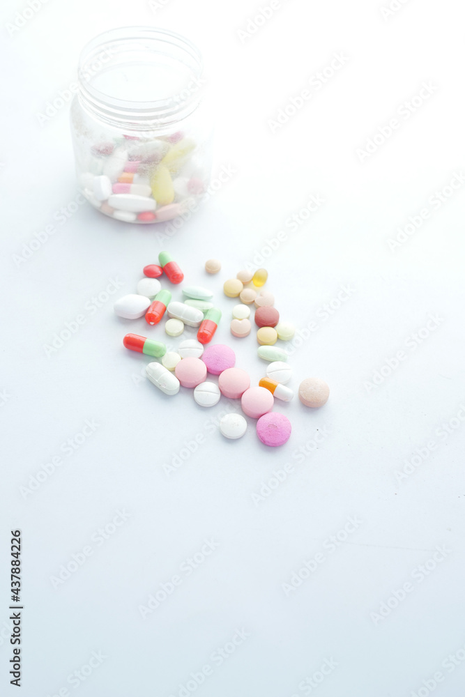 Close up of many colorful pills and capsules Close up of many colorful pills and capsules