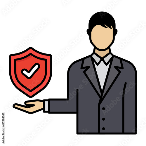 Public Adjuster  Avatar Vector Color Icon Design, Financial loss Protection Symbol, Risk management Sign, Policyholder Character Stock illustration, Insurance Agent Concept
