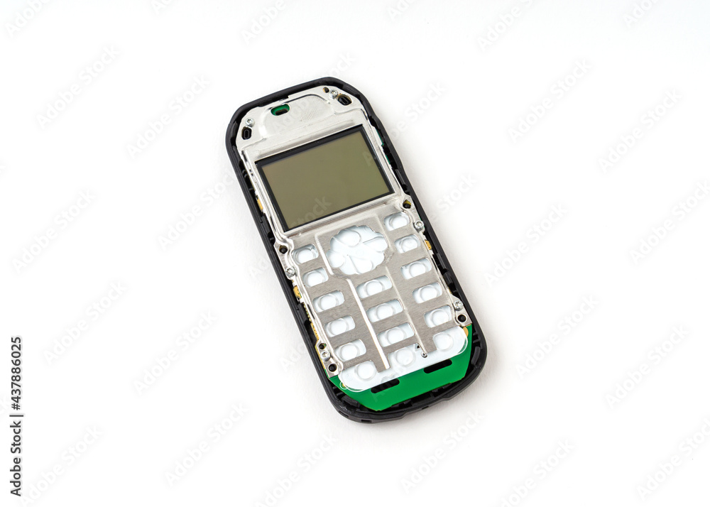 Old and outdated body mobile phone isolated on white background. Old and outdated body mobile phone isolated on white background.