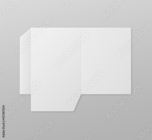 Paper pocket folder mockup realistic vector illustration isolated on background.