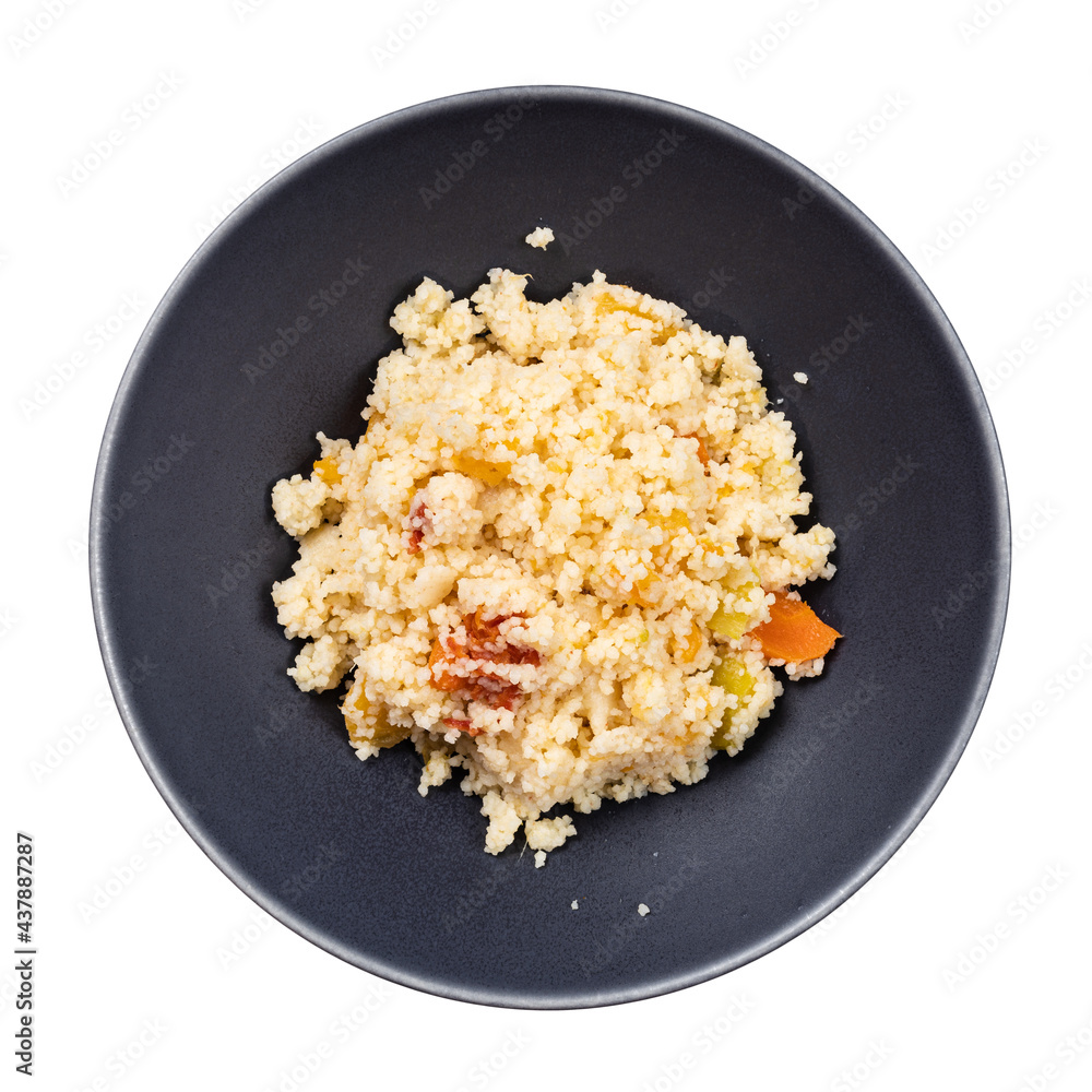 view of moroccan couscous cooked with vegetables view of moroccan couscous cooked with vegetables