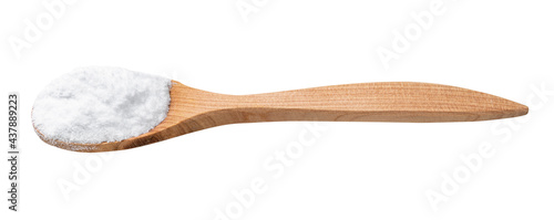 dextrose sugar in wooden spoon isolated