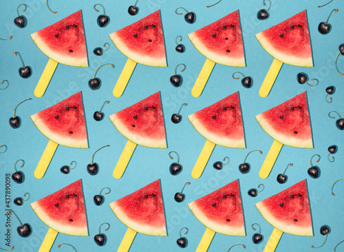 Summer is around the corner concept with watermelon icecream sticks