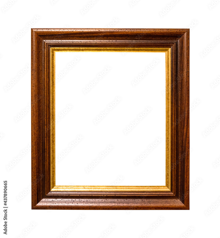 old wide dark brown wooden picture frame isolated old wide dark brown wooden picture frame isolated