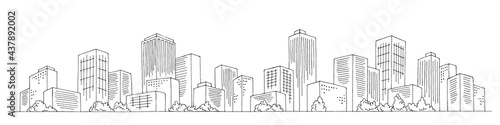 Canvastavla City graphic black white cityscape skyline sketch illustration vector
