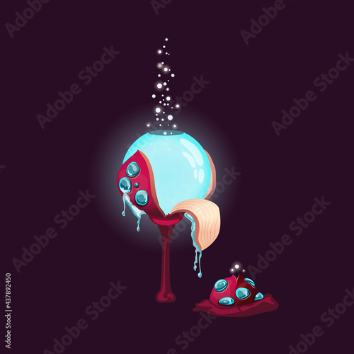 Fantasy magic plant or mushroom, flat cartoon vector illustration isolated.
