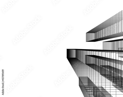 abstract architecture digital drawing on white background vector illustration