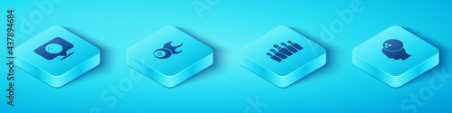 Set Isometric Location with bowling ball, Billiard, Bowling and pin icon. Vector