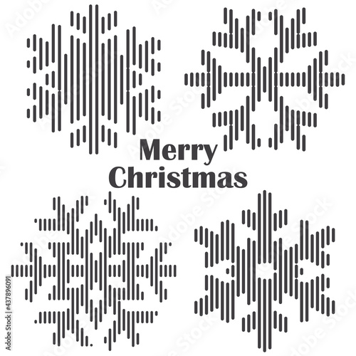 Merry Christmas Card. Line vector art illustration.