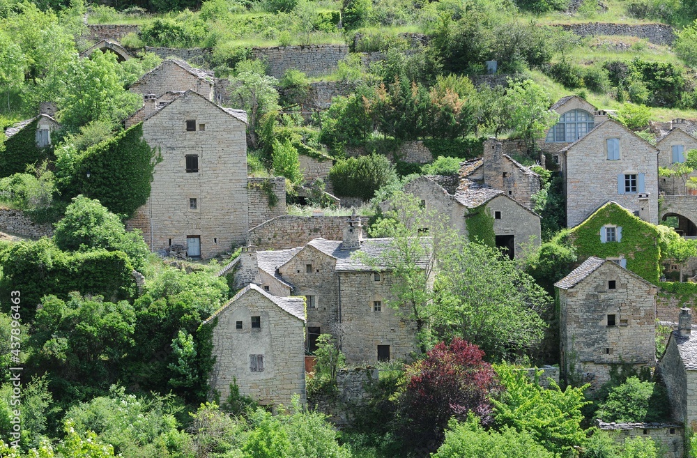 Village de  Hauterives dans les gorges du Tarn en Lozère France 