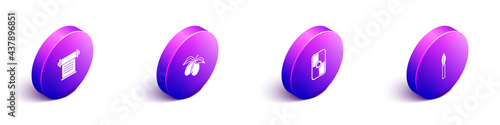 Set Isometric Decree, parchment, scroll, Olives branch, Greek shield and Medieval spear icon. Vector